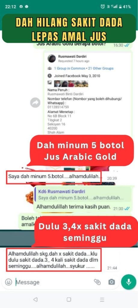 Testimoni pengguna Jus Arabic Gold